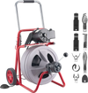 VEVOR Drain Cleaner Machine 100 FT x 1/2 Inch, Auto Feed Sewer Snake Drain Auger on Wheels, Portable Drain Cleaning Machine with 8 Cutters & Air-Activated Foot Switch for 2" to 6" Pipes