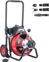 VEVOR Drain Cleaner Machine 50 FT x 1/2 Inch, Auto Feed Sewer Snake Auger on Wheels, Portable Drain Cleaning Machine with 4 Cutters & Air-activated Foot Switch for 2" to 6" Pipes