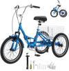 VEVOR Folding Adult Tricycle 20 inch 7 Speed Foldable Trikes for Adult, 3 Wheel Cruiser Bike w/ Cargo Basket, Adjustable Seat, Double-Wall Wheel Rims, Shopping Picnic Tricycles for Women, Men, Senior