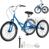 VEVOR Folding Adult Tricycle 24 inch 3 Wheel Foldable Trikes for Adult, Cruiser Bike with Cargo Basket, Adjustable Seat, and Double-Wall Wheel Rims, Shopping Picnic Tricycles for Women, Men, Seniors