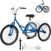 VEVOR Folding Adult Tricycle 24 inch 7 Speed Foldable Trikes for Adult, 3 Wheel Cruiser Bike w/ Cargo Basket, Adjustable Seat, Double-Wall Wheel Rims, Shopping Picnic Tricycles for Women, Men, Senior