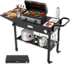 VEVOR Outdoor Grill Cart, 31.0 x 17.0 inch Tabletop Size Grilling Table, Foldable Outdoor Cooking Table with Tissue Holder, Hooks, Wheels, Side Table, BBQ Prep Tables for Picnic, Kitchen, Courtyard
