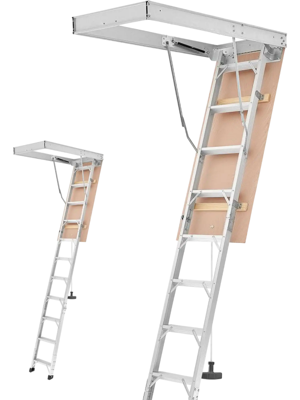 VEVOR Aluminum Attic Ladder, Fits 9.8'-10.3'/7.66'-9.8' Ceiling Height, 54" x 22.5" Opening, 375 lbs Load Capacity, Multi-Purpose Foldable Lightweight and Portable Attic Stairs for Convenient Access