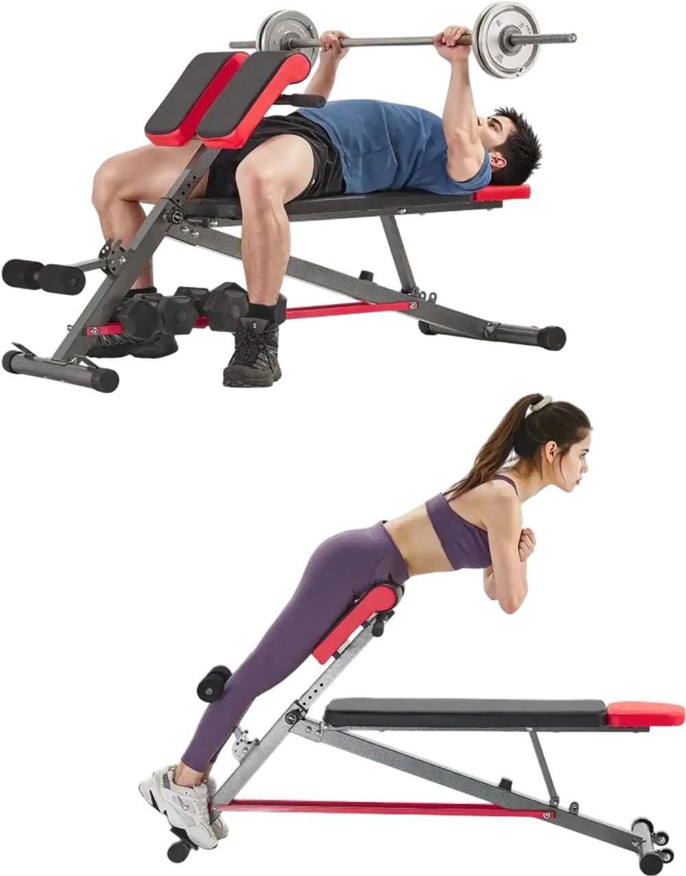 VEVOR Multi-Functional Weight Bench for Full Body Workout, Roman Chair Hyperextension Bench, 660 lbs Adjustable Extension Equipment for Back Arm Core Ab Workout, Sit Up Exercise Machine for Home Gym