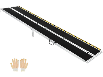 VEVOR Portable Wheelchair Ramp, 12FT, Non-Slip Aluminum Folding Handicap Ramp for Wheelchair, 800 lbs Capacity, Door Threshold Ramps for Home Steps, Stairs, Entry, Threshold, Doorways, Scooter, Curbs