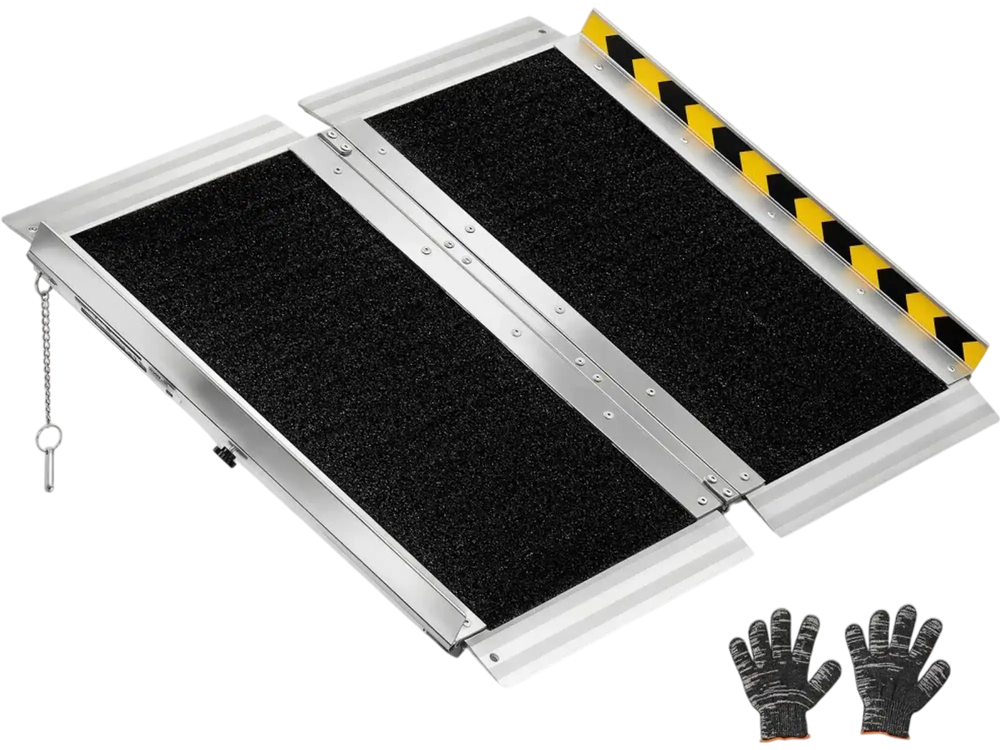 VEVOR Portable Wheelchair Ramp, 2FT, Non-Slip Aluminum Folding Handicap Ramp for Wheelchair, 800 lbs Capacity, Door Threshold Ramps for Home Steps, Stairs, Entry, Threshold, Doorways, Scooter, Curbs
