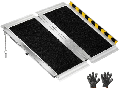 VEVOR Portable Wheelchair Ramp, 2FT, Non-Slip Aluminum Folding Handicap Ramp for Wheelchair, 800 lbs Capacity, Door Threshold Ramps for Home Steps, Stairs, Entry, Threshold, Doorways, Scooter, Curbs