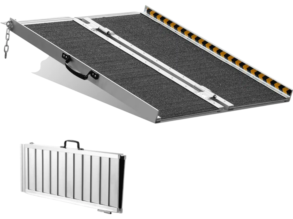VEVOR Portable Wheelchair Ramp, 2 ft 800 lbs Capacity, Non-Slip Aluminum Folding Threshold Ramp, Foldable Mobility Scooter Ramp Wheel Chair Ramp, Handicap Ramp for Home Steps, Stairs, Doorways, Curbs