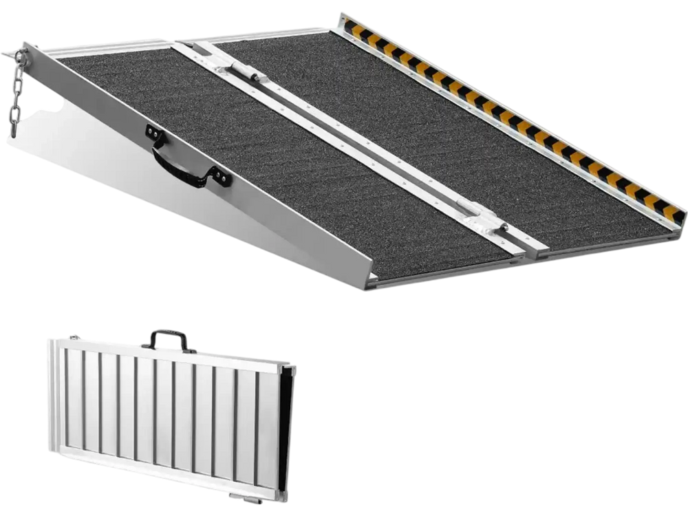 VEVOR Portable Wheelchair Ramp, 3 ft 800 lbs Capacity, Non-Slip Aluminum Folding Threshold Ramp, Foldable Mobility Scooter Ramp Wheel Chair Ramp, Handicap Ramp for Home Steps, Stairs, Doorways, Curbs