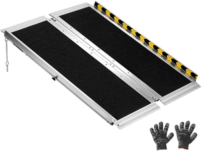 VEVOR Portable Wheelchair Ramp, 3FT, Non-Slip Aluminum Folding Handicap Ramp for Wheelchair, 800 lbs Capacity, Door Threshold Ramps for Home Steps, Stairs, Entry, Threshold, Doorways, Scooter, Curbs