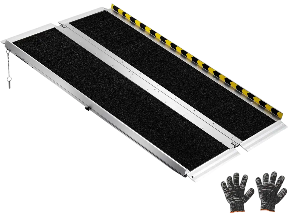 VEVOR Portable Wheelchair Ramp, 4FT, Non-Slip Aluminum Folding Handicap Ramp for Wheelchair, 800 lbs Capacity, Door Threshold Ramps for Home Steps, Stairs, Entry, Threshold, Doorways, Scooter, Curbs