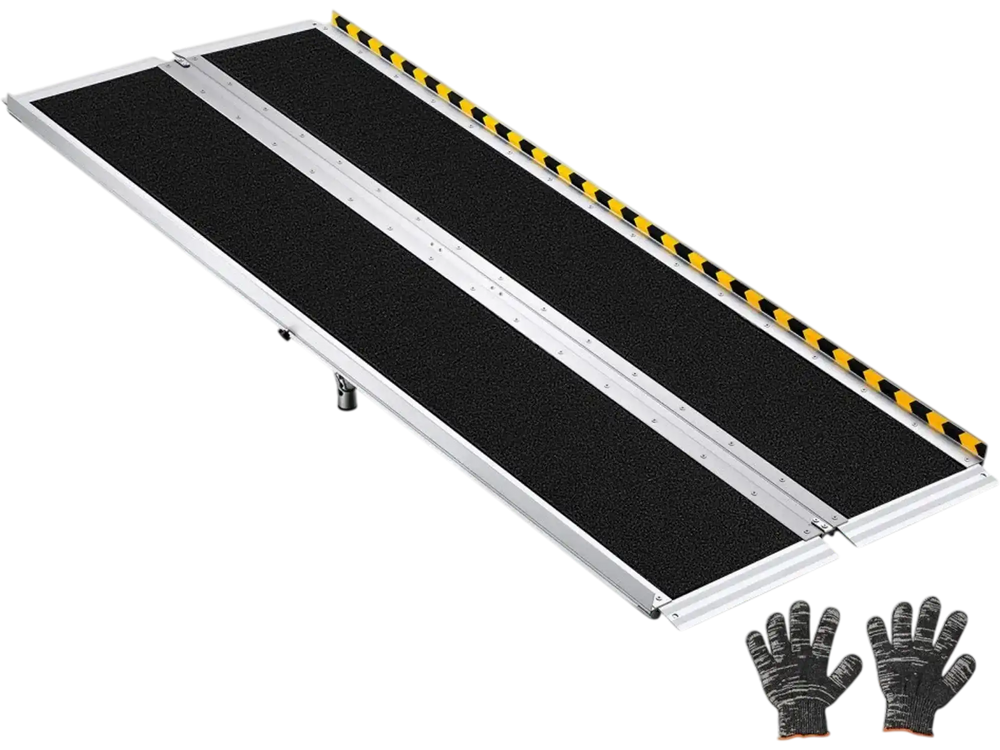 VEVOR Portable Wheelchair Ramp, 6FT, Non-Slip Aluminum Folding Handicap Ramp for Wheelchair, 800 lbs Capacity, Door Threshold Ramps for Home Steps, Stairs, Entry, Threshold, Doorways, Scooter, Curbs
