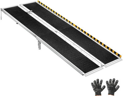 VEVOR Portable Wheelchair Ramp, 8FT, Non-Slip Aluminum Folding Handicap Ramp for Wheelchair, 800 lbs Capacity, Door Threshold Ramps for Home Steps, Stairs, Entry, Threshold, Doorways, Scooter, Curbs
