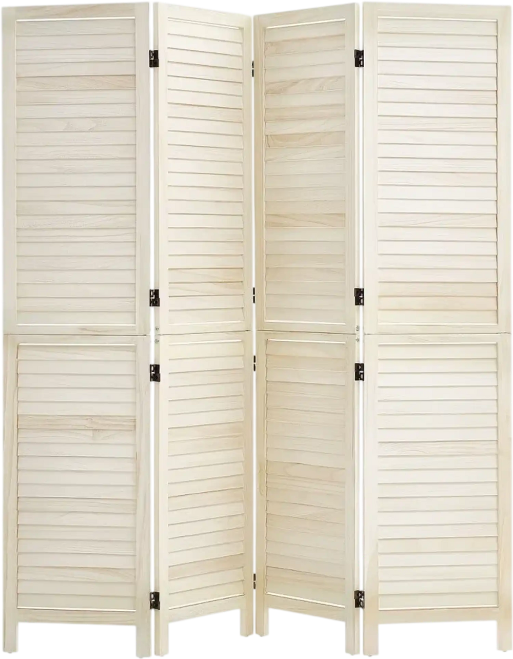 VEVOR Wood Room Divider 4 Panels 67 in Tall Wood Folding Privacy Screen, For Room Separation & Home Decor, Solid Frame, 360° Two-Way Hinges, Easy Assembly, Louvered Wooden Partition with Hardware