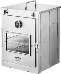 VEVOR Foldable Camping Oven, Stainless Steel Portable Camping Stove, with 3 Tier Grill, Handle and Thermometer, Use with Wood Burning Fire, Propane Stoves, for Baking Bread, Pizza, Outdoor Cooking
