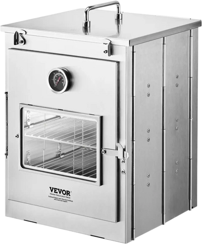 VEVOR Foldable Camping Oven, Stainless Steel Portable Camping Stove, with 3 Tier Grill, Handle and Thermometer, Use with Wood Burning Fire, Propane Stoves, for Baking Bread, Pizza, Outdoor Cooking