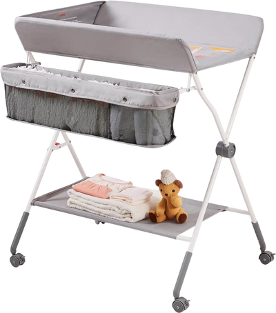 Vevor Baby Changing Table Folding Diaper Changing Station with Lockable Wheels and Storage New