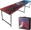 VEVOR 8 Foot Portable Beer Pong Table, LED Lights, Foldable Tailgate Table with Carrying Handles and 6 Pong Balls, Adjustable Height, Lightweight Table for Office, Tailgate Party, Travel & Camping
