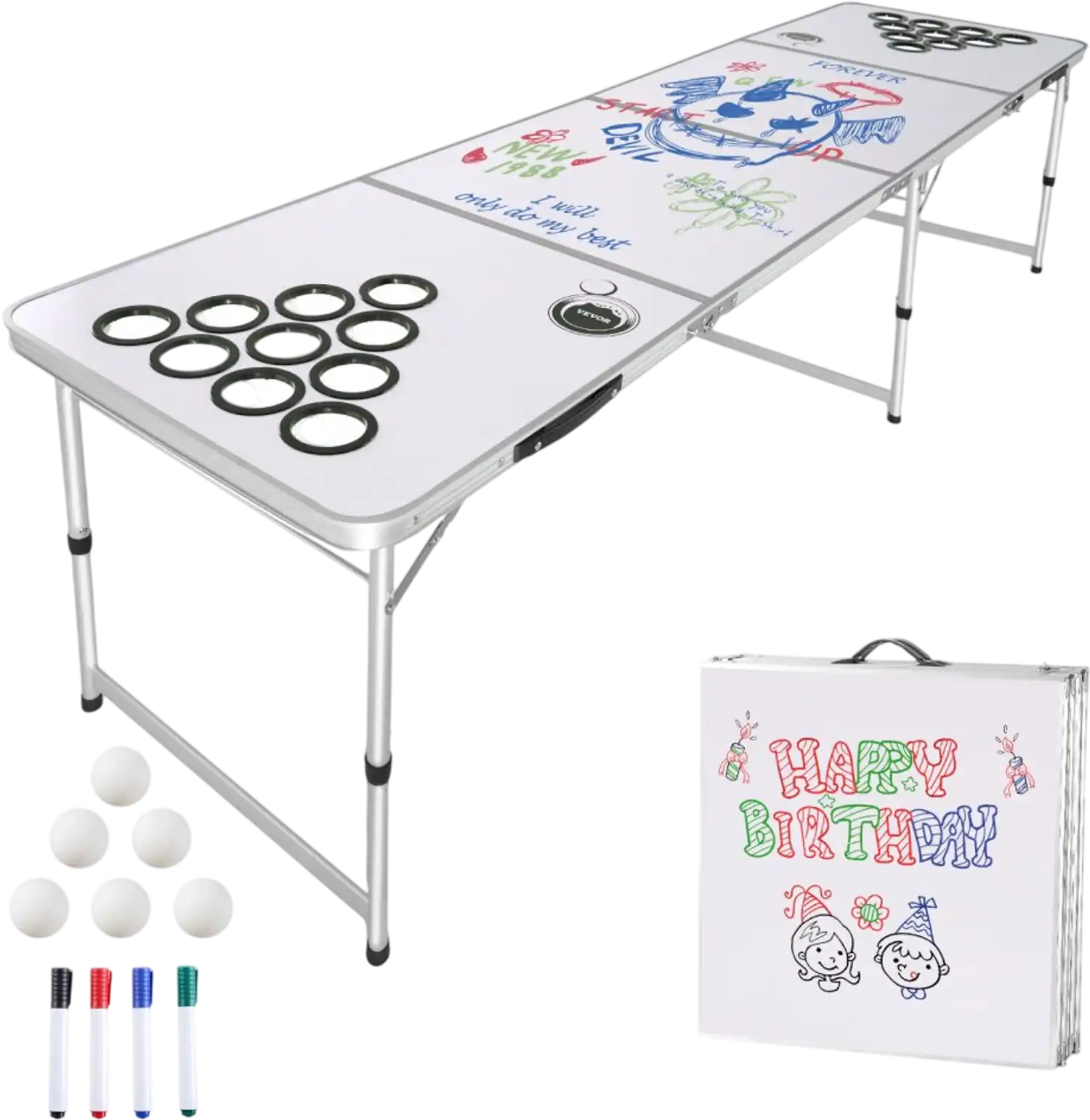 Vevor Beer Pong Table 8' Portable Folding Tailgate Party Table New