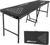 VEVOR 8 Foot Portable Beer Pong Table, Foldable 36 inch Heightened Table,  Carrying Handles and 6 Pong Balls, Lightweight Tailgate Table for Office, Tailgate Party, Travel & Camping, Black