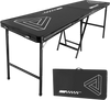 VEVOR 8 Foot Portable Beer Pong Table, Foldable 36 inch Heightened Table,  Carrying Handles and 6 Pong Balls, Lightweight Tailgate Table for Office, Tailgate Party, Travel & Camping, Black