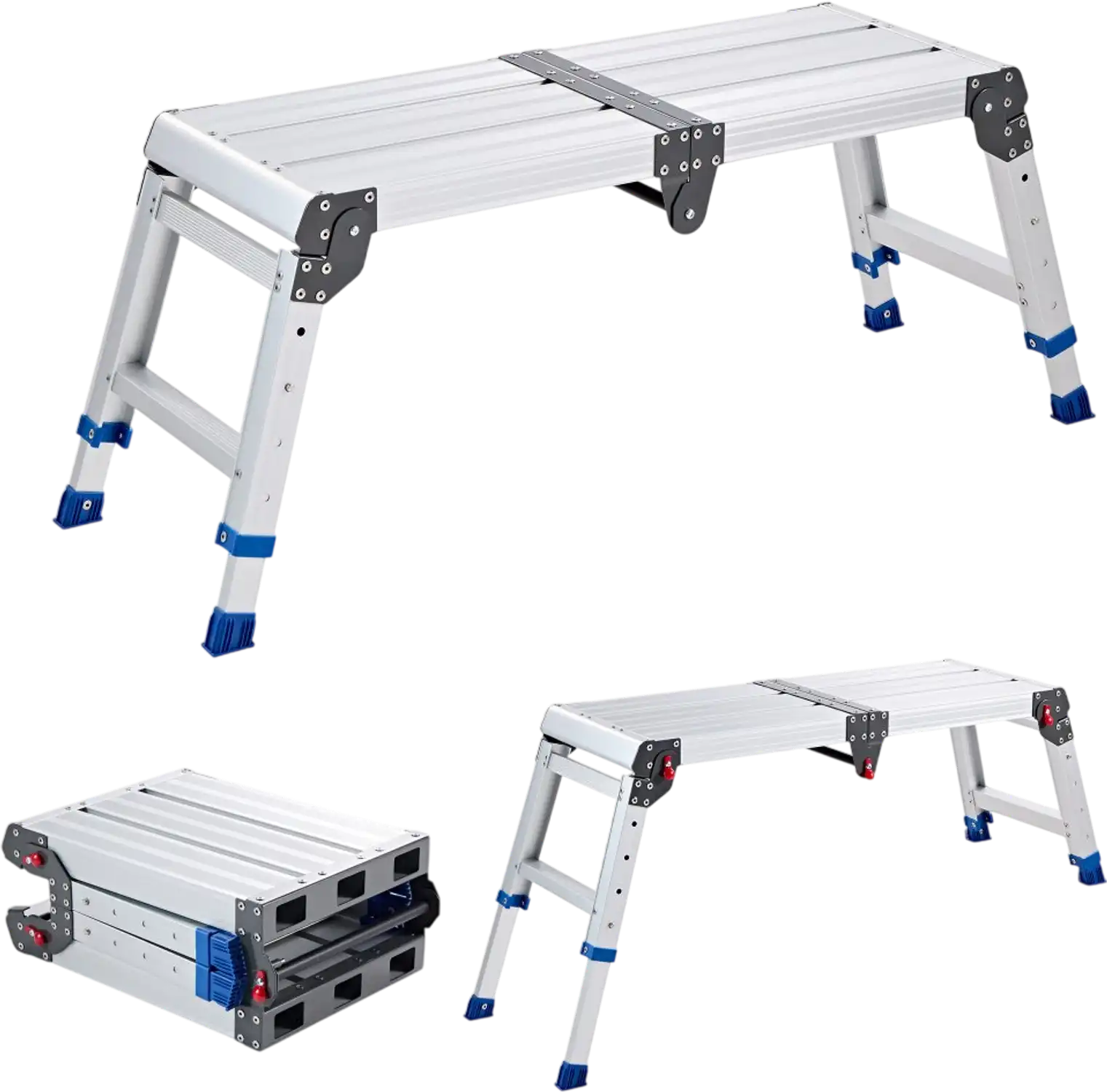 Vevor Work Platform Adjustable Height Folding Aluminum Step Stool 14.2-20