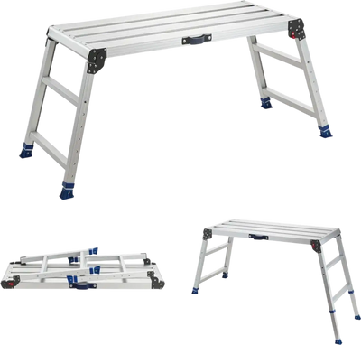 Vevor Work Platform Folding Adjustable Height Aluminum Step Stool New
