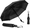 VEVOR Travel Umbrella, 42 in Portable Compact Umbrellas, Automatic Open-Close Umbrella,  Lightweight & Durable with Flexible Fiberglass Ribs, Windproof, Rainproof, and Sun-Blocking Canopy (Black)