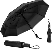VEVOR Travel Umbrella, 42 in Portable Compact Umbrellas, Automatic Open-Close Umbrella,  Lightweight & Durable with Flexible Fiberglass Ribs, Windproof, Rainproof, and Sun-Blocking Canopy (Black)