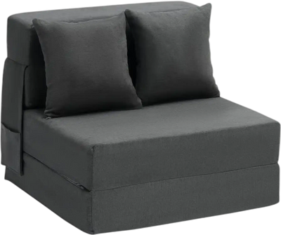 VEVOR Folding Sofa Bed, 3-in-1 Foldable Couch Bed with 2 Pillows and Washable Cover, 25D High Density Memory Foam Convertible Sleeper Chair Bed, Futon Couch for Living Room, Bedroom, Dark Grey(Single)