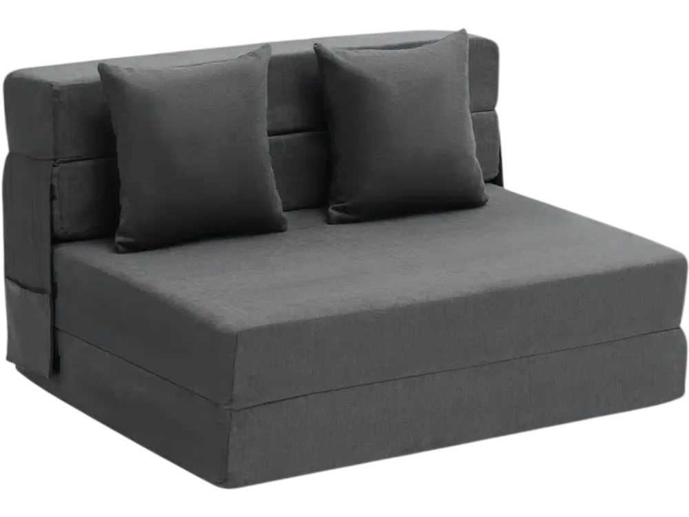 VEVOR Folding Sofa Bed, 3-in-1 Foldable Couch Bed with 2 Pillows and Washable Cover, 25D High Density Memory Foam Convertible Sleeper Chair Bed, Futon Couch for Living Room, Bedroom, Dark Grey(Twin)