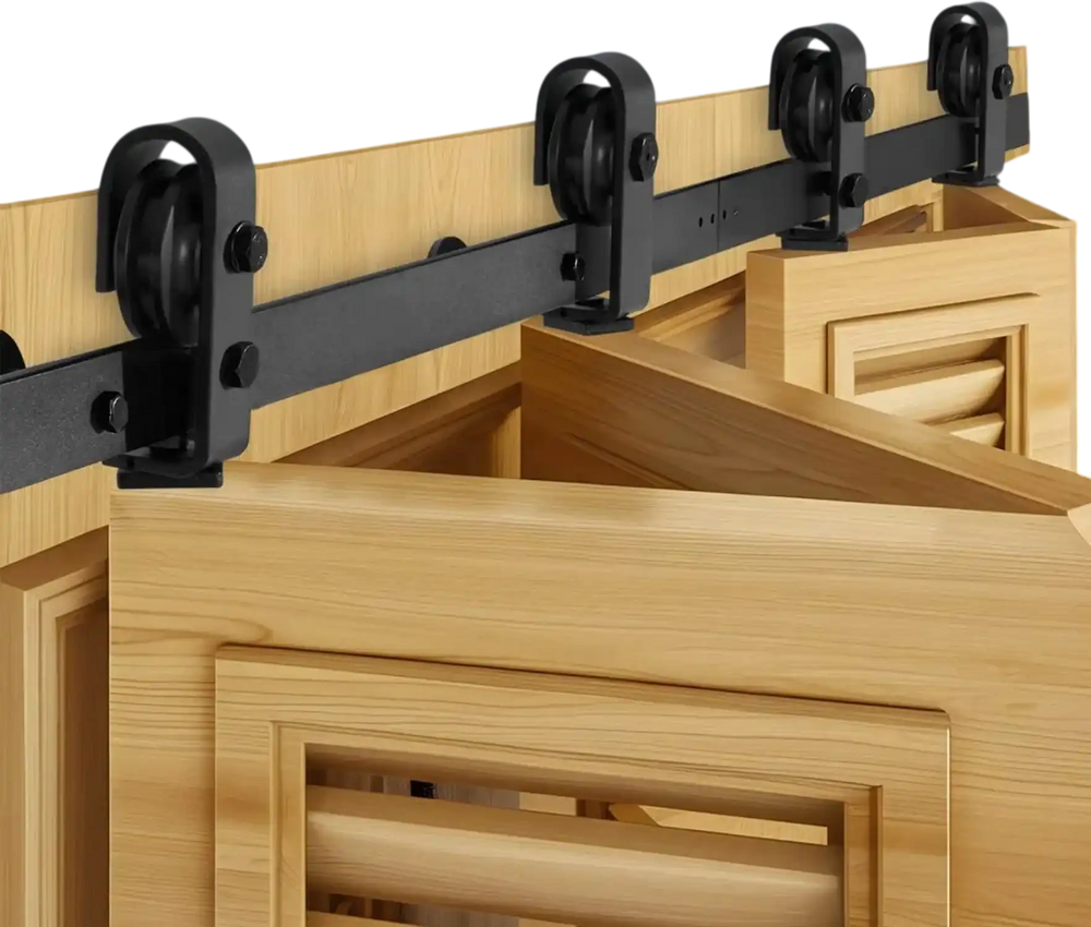 VEVOR Bi-Folding Sliding Barn Door Hardware Track Kit, 60" Top Mount Track Kit, Slide Smoothly & Quietly, Heavy Duty, Easy to Install, Suitable for Four 14" Closet Pantry Laundry Doors (Not Included)