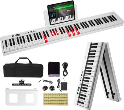 Vevor Digital Piano 88-Key Folding Bluetooth MIDI Portable Keyboard White New