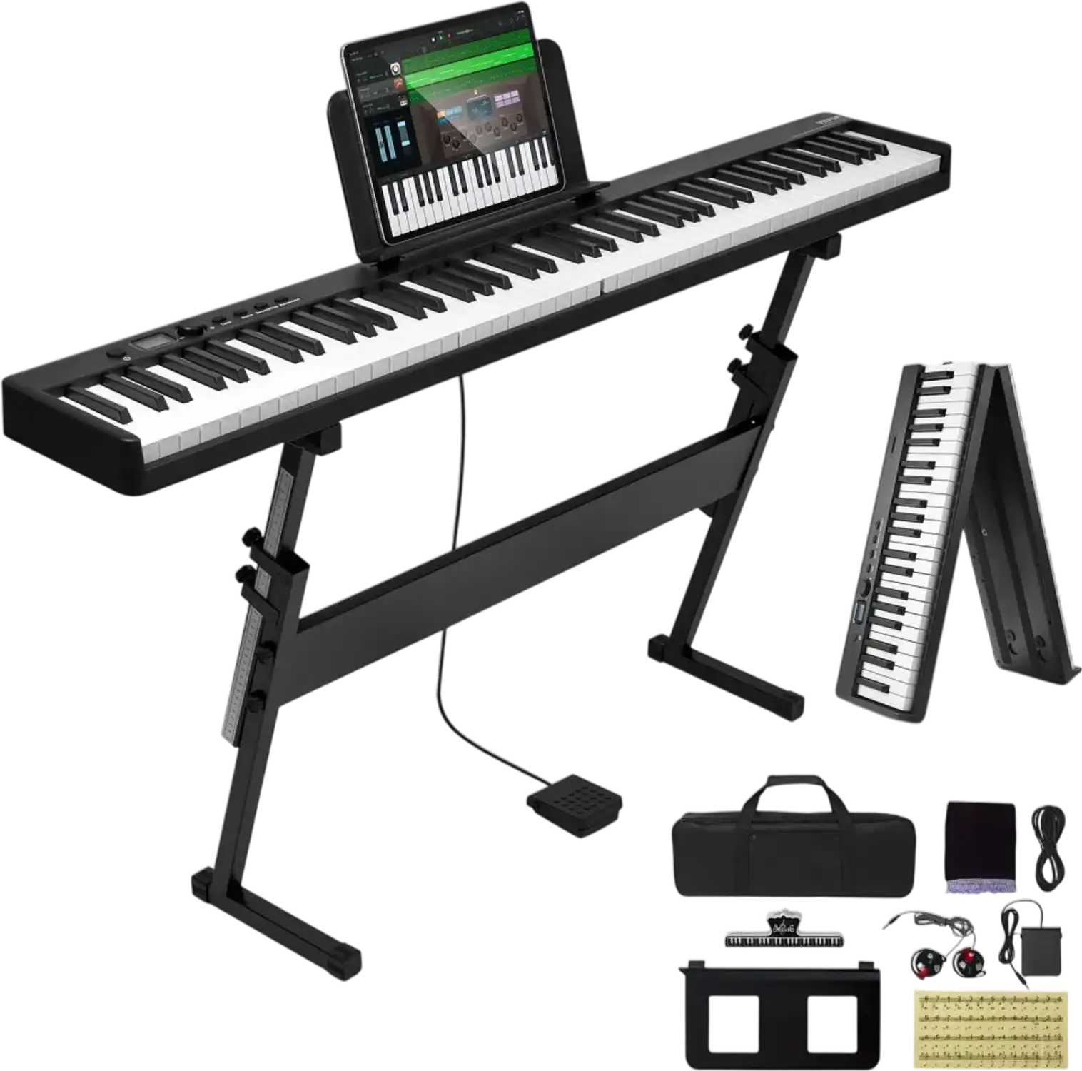 Vevor Keyboard Piano 88-Key Foldable Portable Bluetooth MIDI with Stand New