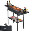 VEVOR Foldable Charcoal Grill, Portable Charcoal Barbecue Grill with Adjustable Height & Folding Side Tables, High-Temp Powder-Coated Steel Outdoor BBQ Grills for Camping Backyard Parties