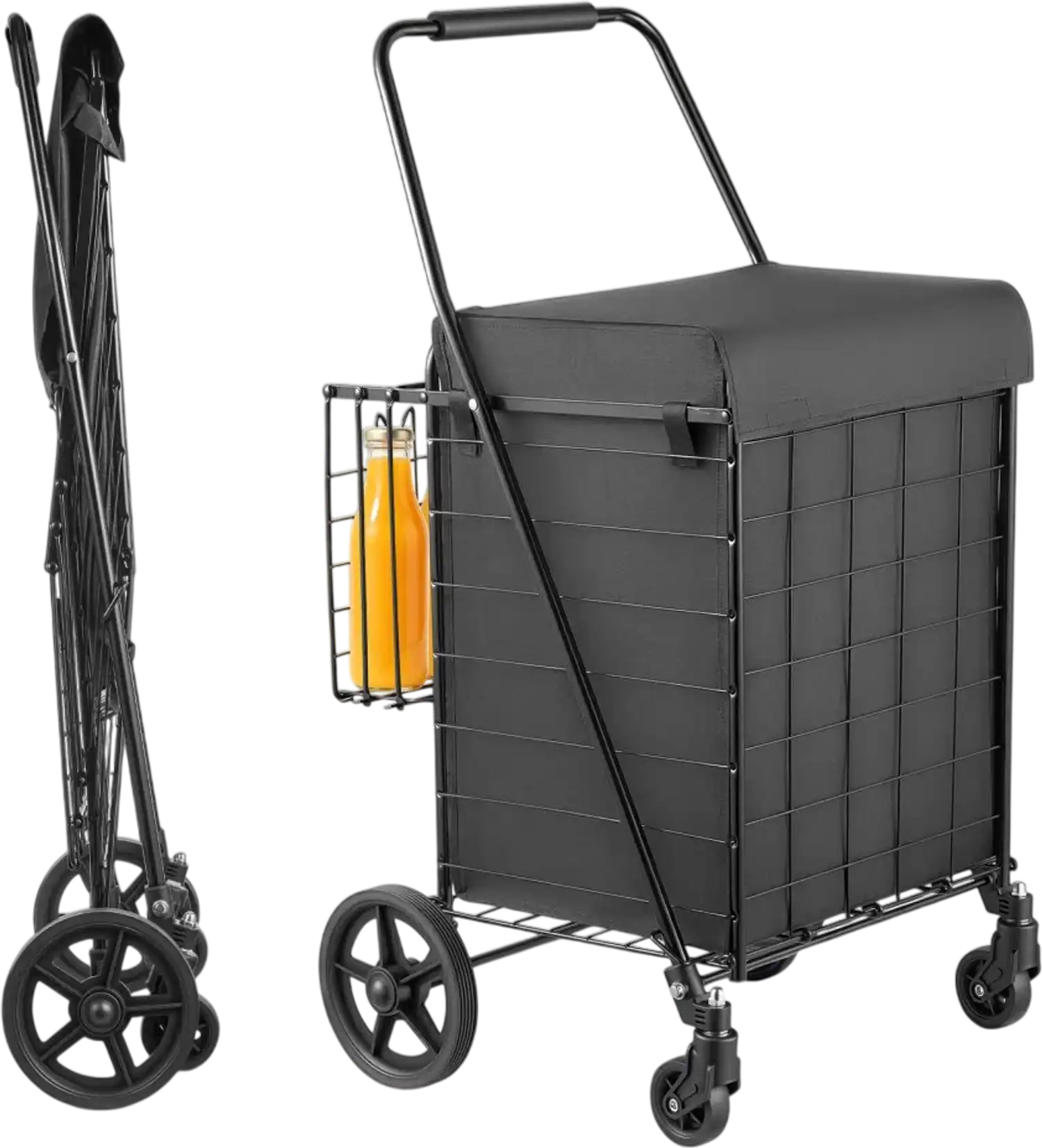 Vevor Shopping Cart Folding Dual-Basket Grocery Cart 17.7 Gal + 3.4 Gal 100 lbs New