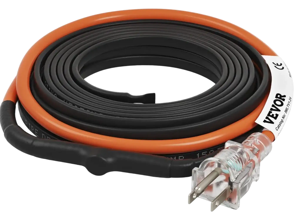 VEVOR Self-Regulating Pipe Heating Cable, 24-feet 5W/ft Heat Tape for Pipes Freeze Protection, Protects PVC Hose, Metal and Plastic Pipe from Freezing, 120V