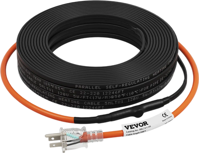 VEVOR Self-Regulating Pipe Heating Cable, 100-feet 5W/ft Heat Tape for Pipes Freeze Protection, Protects PVC Hose, Metal and Plastic Pipe from Freezing, 120V