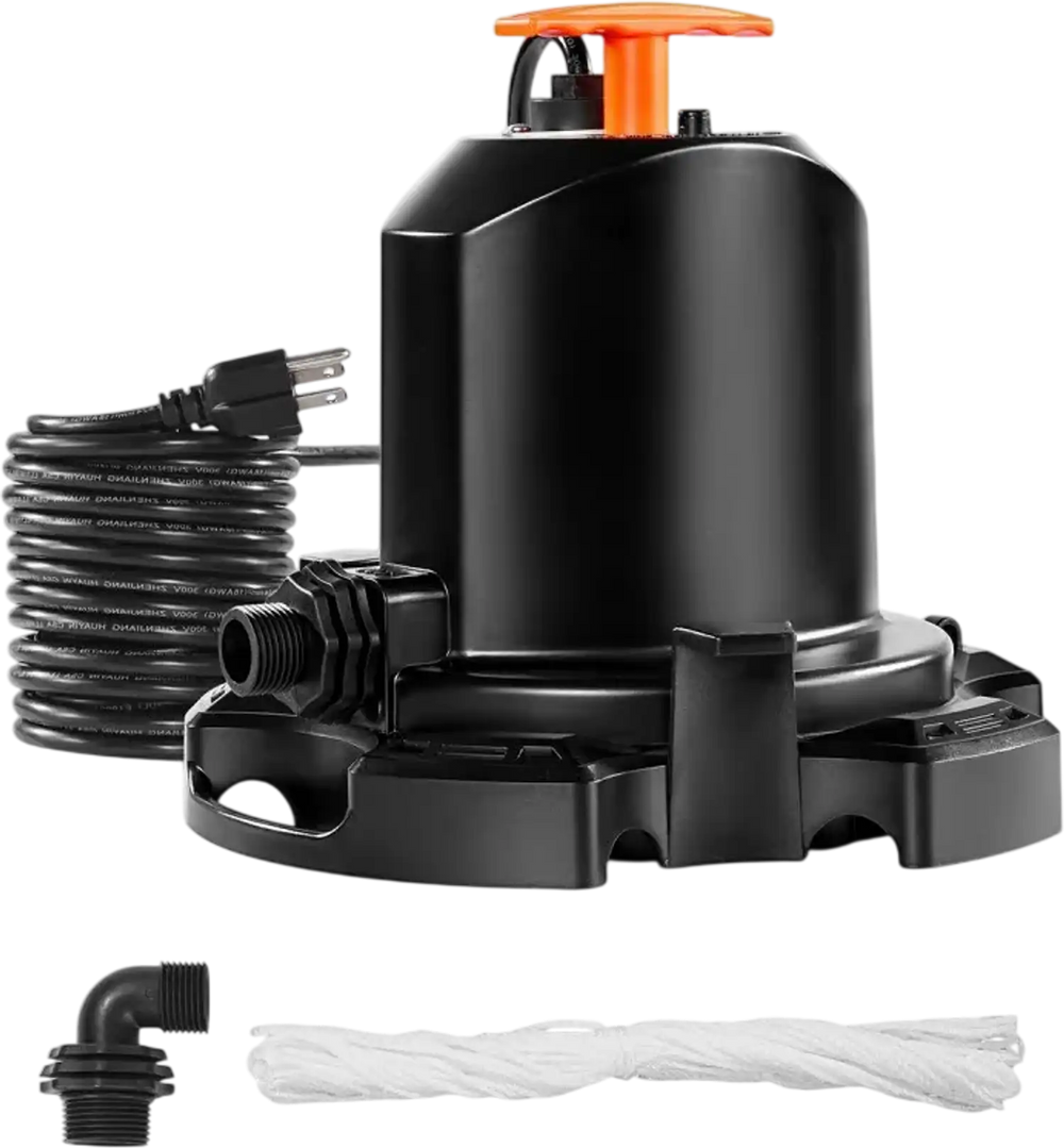 VEVOR Pool Cover Pump, 1/2 HP 1575 GPH, 120V Submersible Swimming Pool Cover Pump with 25 ft Power Cord, 24 ft Max Head Lift, Water Removal and Transfer Pump, for Pool Draining Inflatable Water Parks