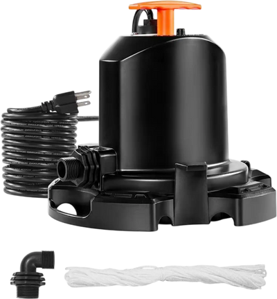 VEVOR Pool Cover Pump, 1/2 HP 1575 GPH, 120V Submersible Swimming Pool Cover Pump with 25 ft Power Cord, 24 ft Max Head Lift, Water Removal and Transfer Pump, for Pool Draining Inflatable Water Parks
