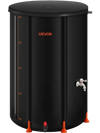 VEVOR Collapsible Rain Barrel, 100 Gallon Portable Rain Water Collection Barrel, 1000D PVC Rainwater Collection System, Garden Water Catcher Tank Storage Container with Spigot & Overflow Kit, Black