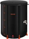 VEVOR Collapsible Rain Barrel, 53 Gallon Portable Rain Water Collection Barrel, 1000D PVC Rainwater Collection System, Garden Water Catcher Tank Storage Container with Spigot & Overflow Kit, Black