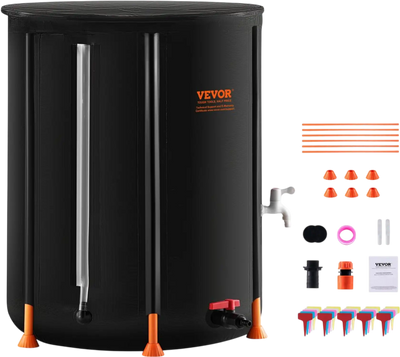 Vevor Rain Barrel 53 Gallon Collapsible Rain Catcher with Spigots and Overflow Kit New