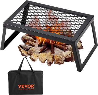 VEVOR Folding Campfire Grill, Heavy Duty Steel Mesh Grate, 18