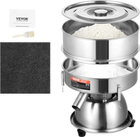 VEVOR Automatic Electric Vibrating Sieve, Stainless Steel Sifter Shaker Machine with 12+80 Mesh, 45W Automatic Powder Sifter Machine Countertop, Electric Sieve Shaker for Flour Powers, Mungbean, Rice