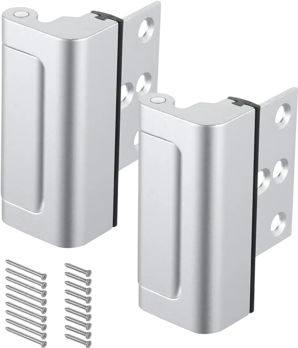 VEVOR Door Reinforcement Lock, 2 Pack Home Security Door Lock, with 3 Inch Stop Withstand 800 lbs of Force, with 8 Screws, for Inward-Opening, Aluminum Alloy, Add Extra High Security to Your Home