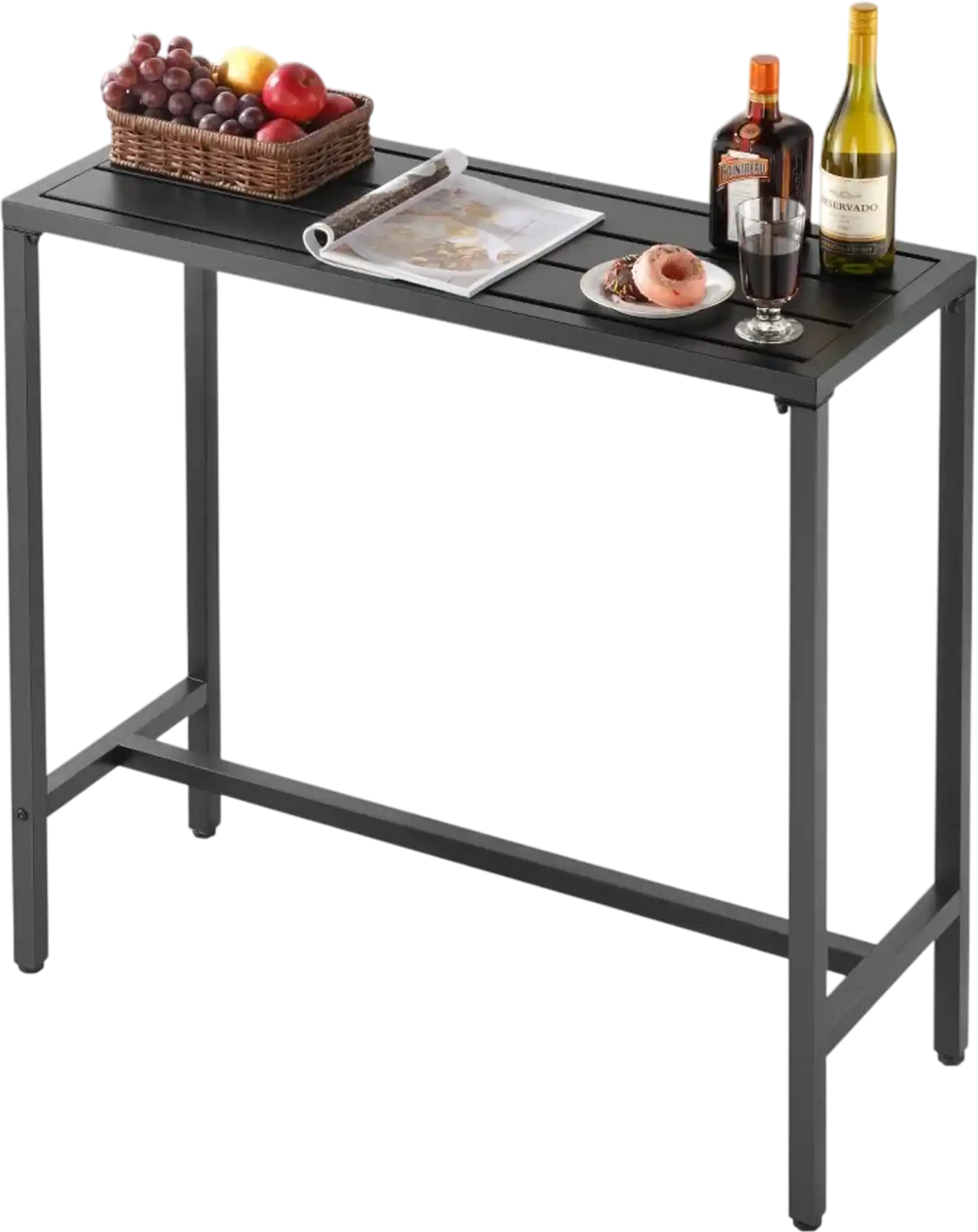 VEVOR Outdoor Bar Table, 39.4 x 15 in Patio Bar Table, Waterproof Top & Sturdy Metal Frame, Rectangle Counter Height Dining Tables, Outdoor Furniture for Balcony, Yard, Hot Tub, Poolside, Indoor