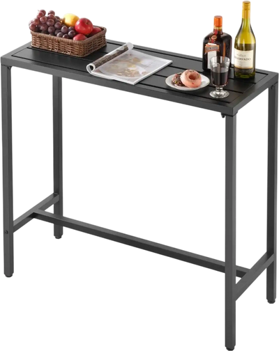 VEVOR Outdoor Bar Table, 39.4 x 15 in Patio Bar Table, Waterproof Top & Sturdy Metal Frame, Rectangle Counter Height Dining Tables, Outdoor Furniture for Balcony, Yard, Hot Tub, Poolside, Indoor