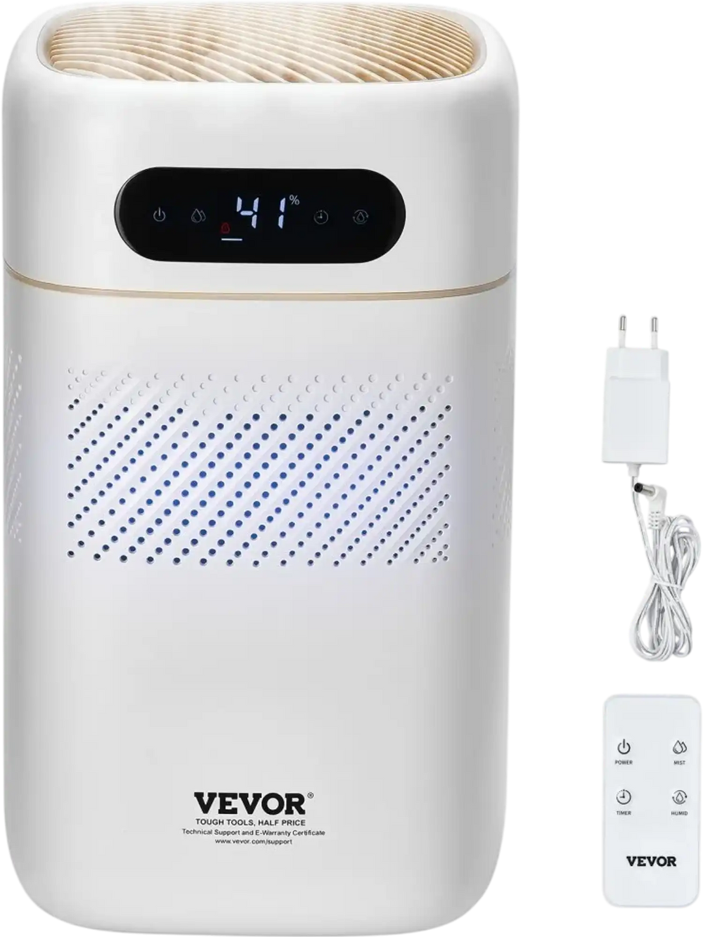 VEVOR Evaporative Humidifier for Whole House up to 215 sqft, 480 ml/h Smart Cool Moisture Humidifier and Air Purifier,3-Speeds & 1-12h Timer,Premium Filter Quiet Sleep Mode for Bedroom,5L(1.32G)
