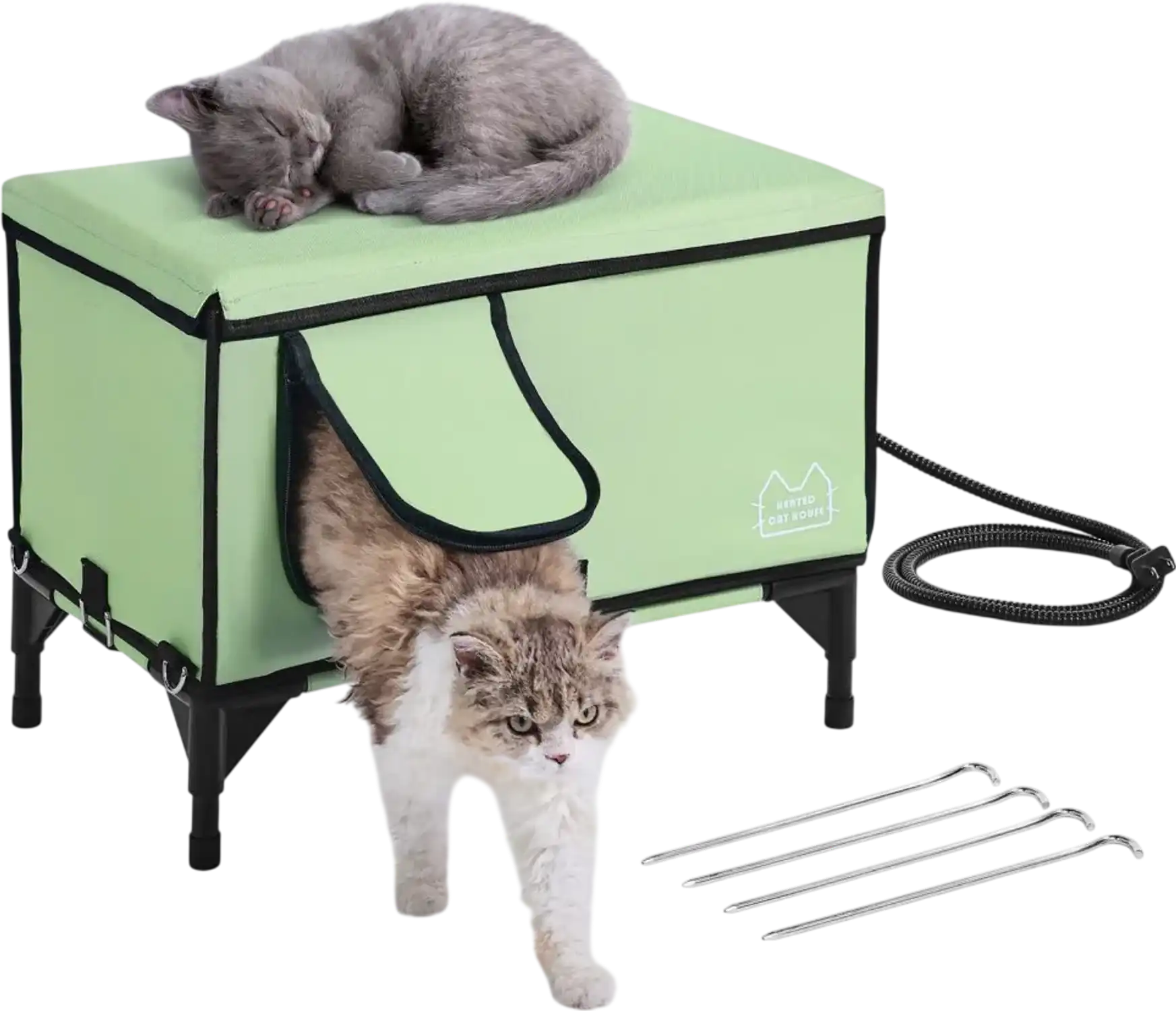 Vevor Cat House Heated Outdoor Shelter with Pad Green Large New